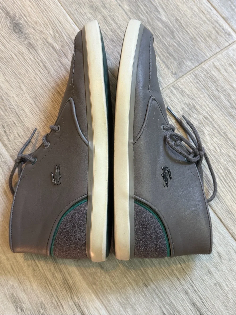 Lacoste Mens Sevrin Sneakers Gray Lace Up Mid Top Shoes US 9 Casual Designer